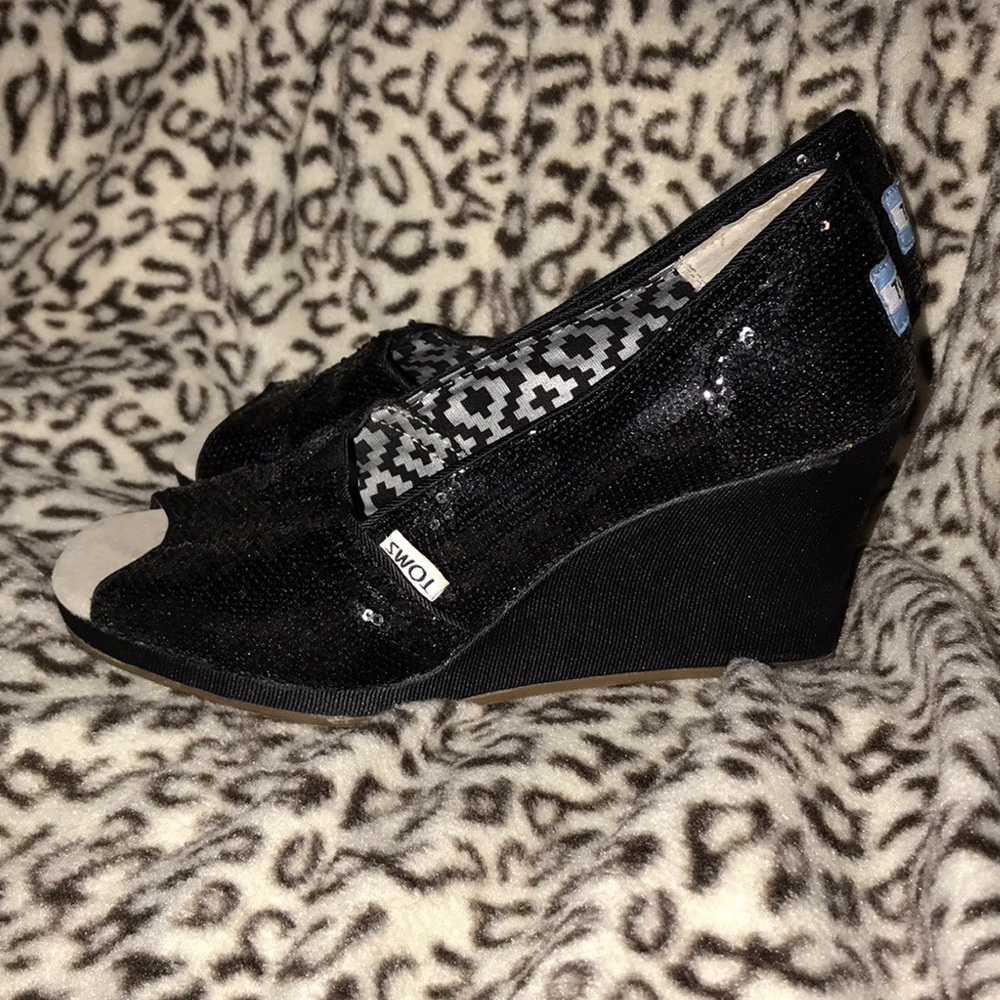 TOMS Sequin Wedge Heels
